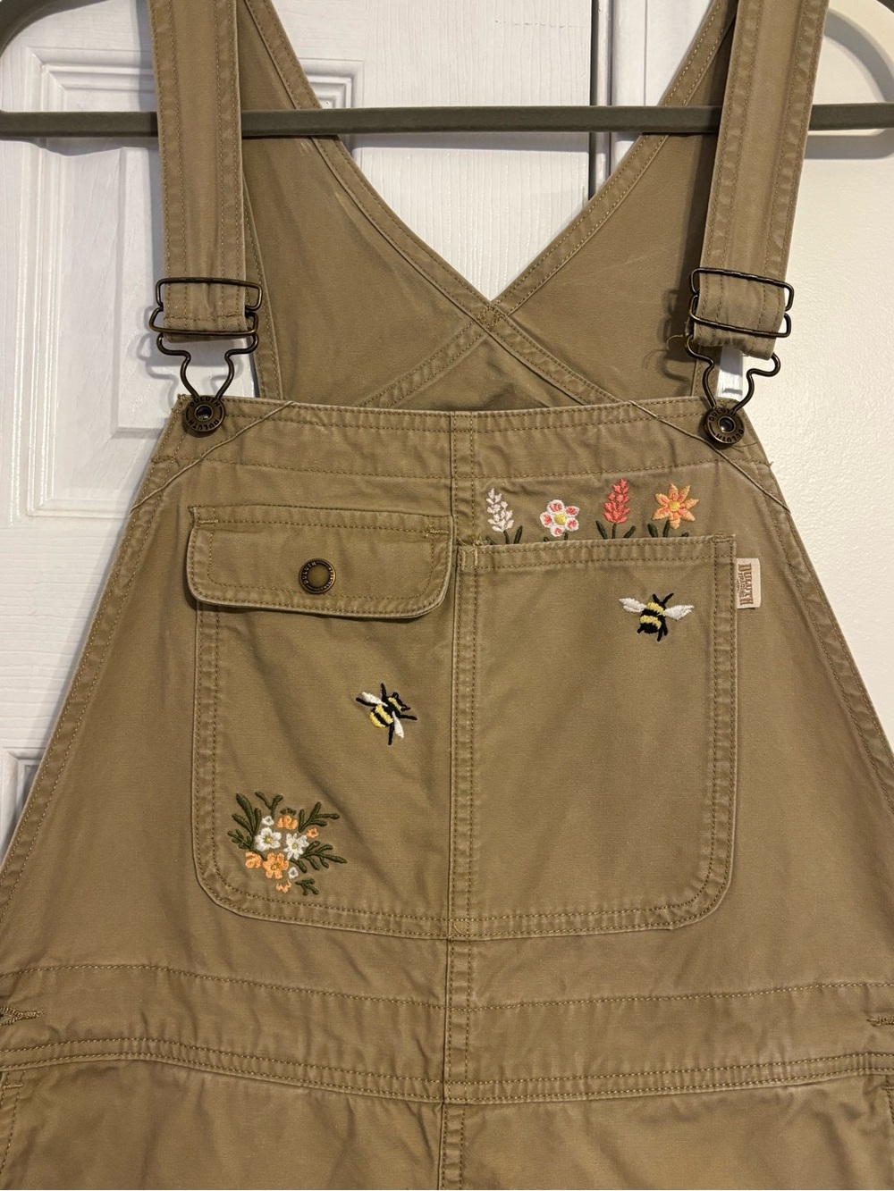 Duluth Wild Card Cotton Canvas Overalls M Medium Regular Bee Floral Embroidered